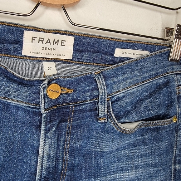 FRAME Skinny Jean Le Skinny de Jeanne Edenvale Wash Released Hem Women 27 Denim - Picture 8 of 14